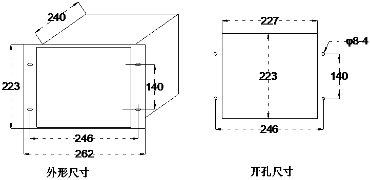 XB-4418H 外形尺寸与开孔尺寸